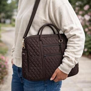 Vera Bradley Quilted Brown Laptop Bag with Shoulder Strap